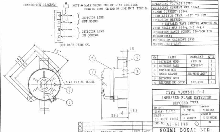 NOHMI能美FDK512船用光电烟感探测器探头消防设备品牌：NOHMI 日本-盖德