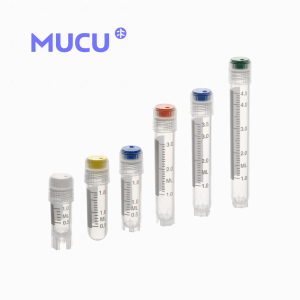 MUCU  内旋可立管盖一体内旋冻存管，PP材质 透明管 带白色书写区 刻度线印刷更清晰